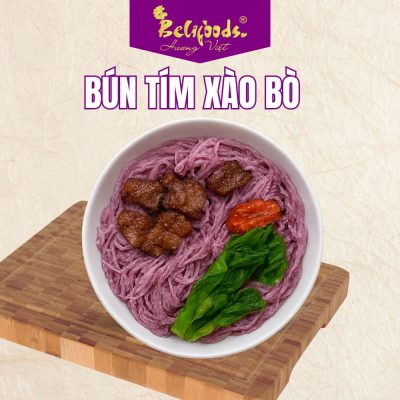 Công thức 5: Bún tím xào thịt bò và rau cải